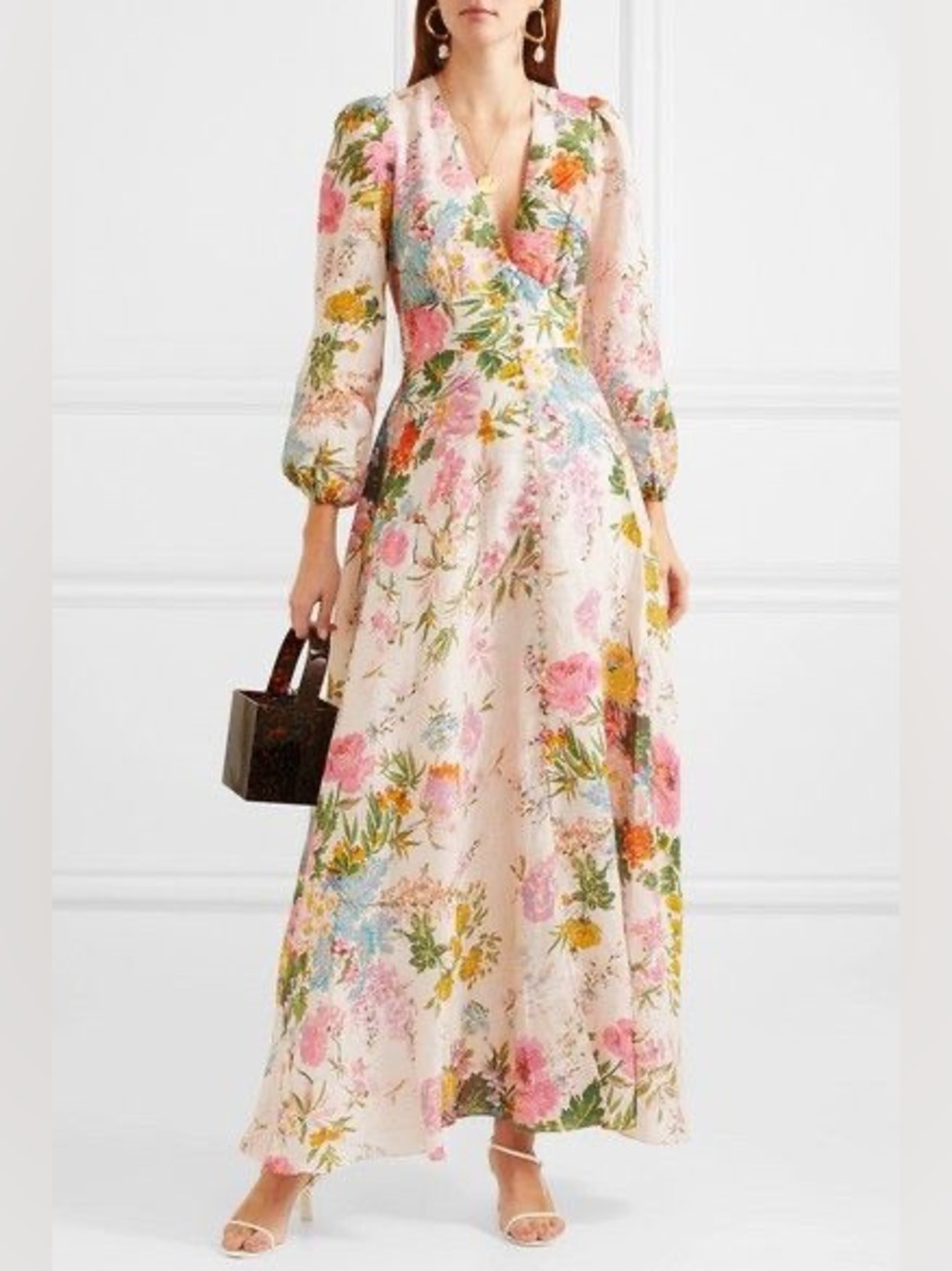 Zimmermann Multicolor Floral Print Linen Heathers Maxi size 3